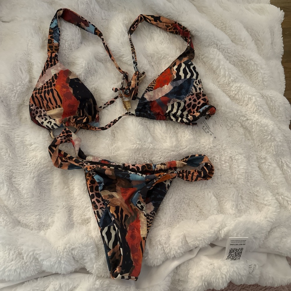Multicolor Animal Print Bikini Set
